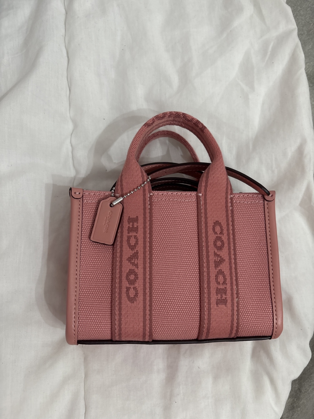 Coach Pink Canvas Tote Bag with Strap