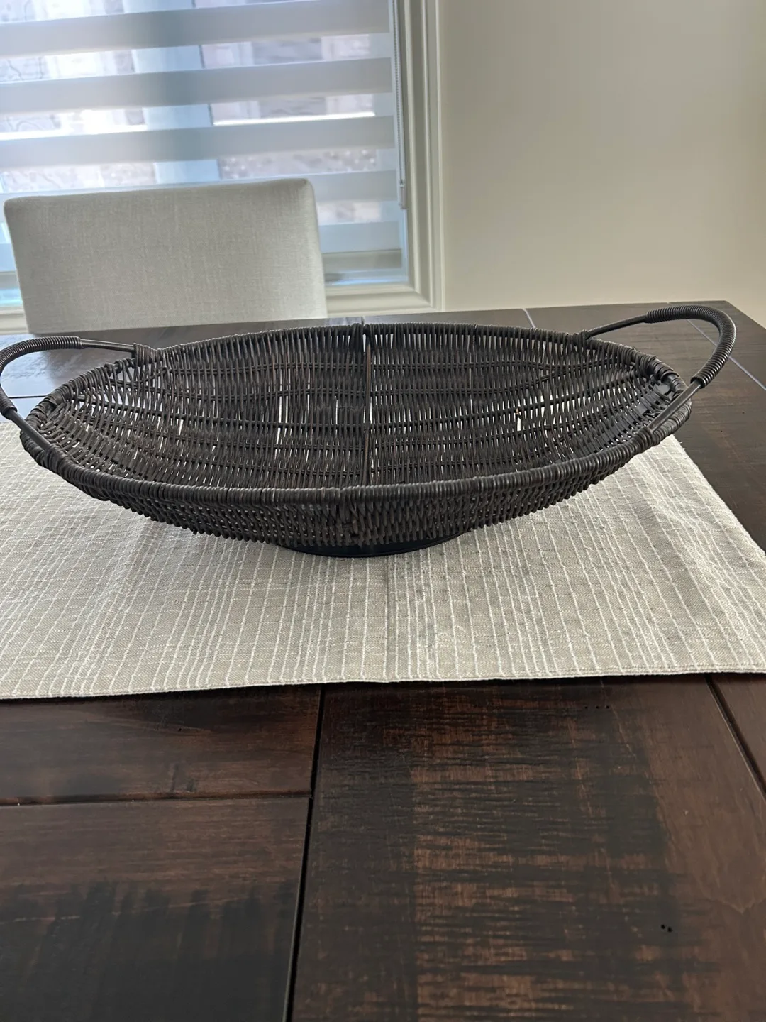 Woven Brown Basket with Handles thumbnail