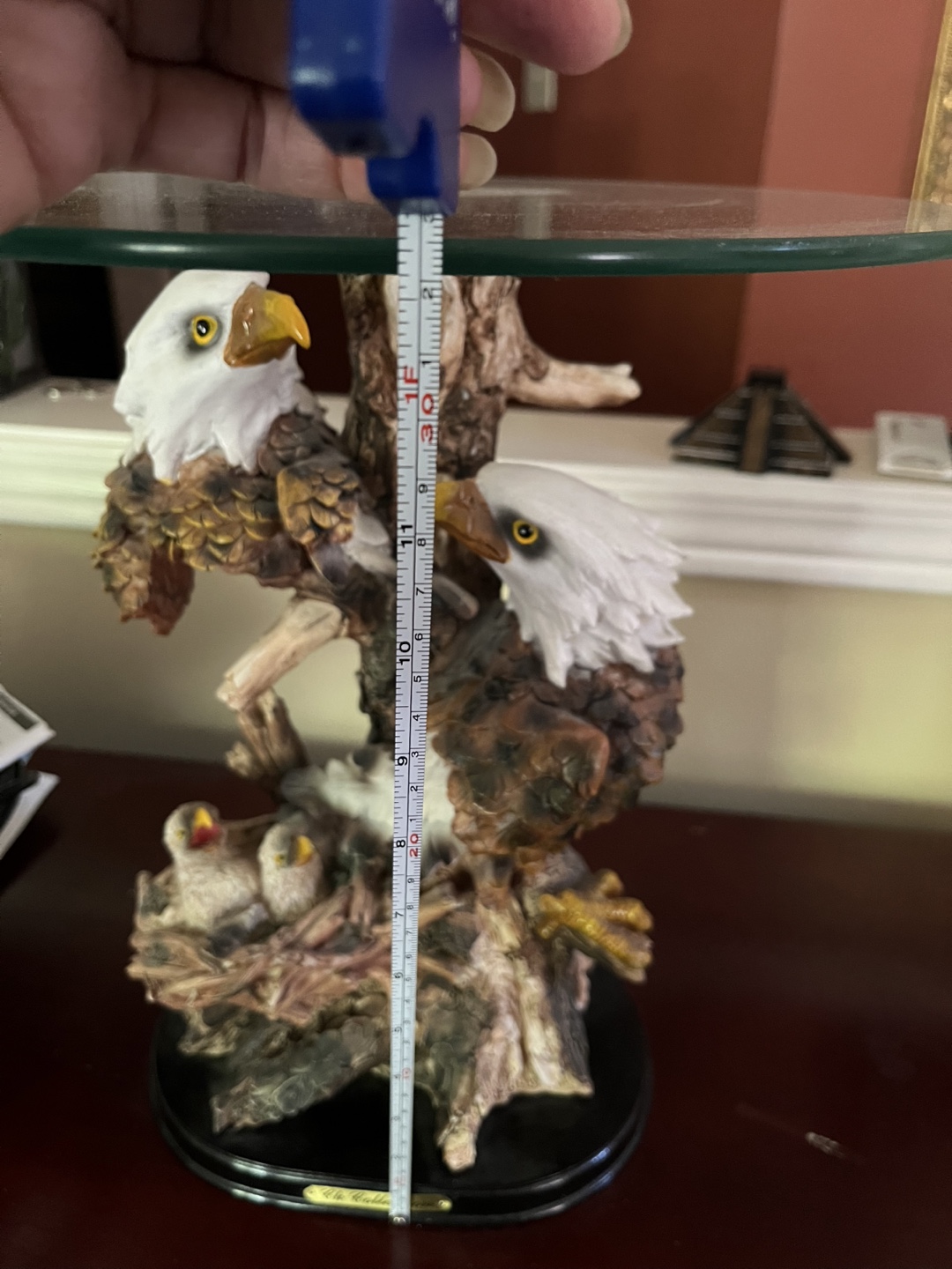 Eagle Sculpture Glass Accent Table - photo 3