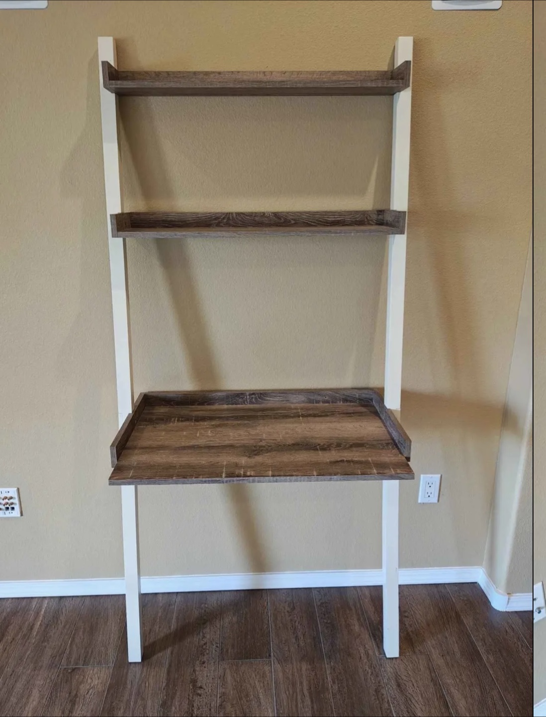 Ladder Shelf Desk - Wood & Beige - photo 2