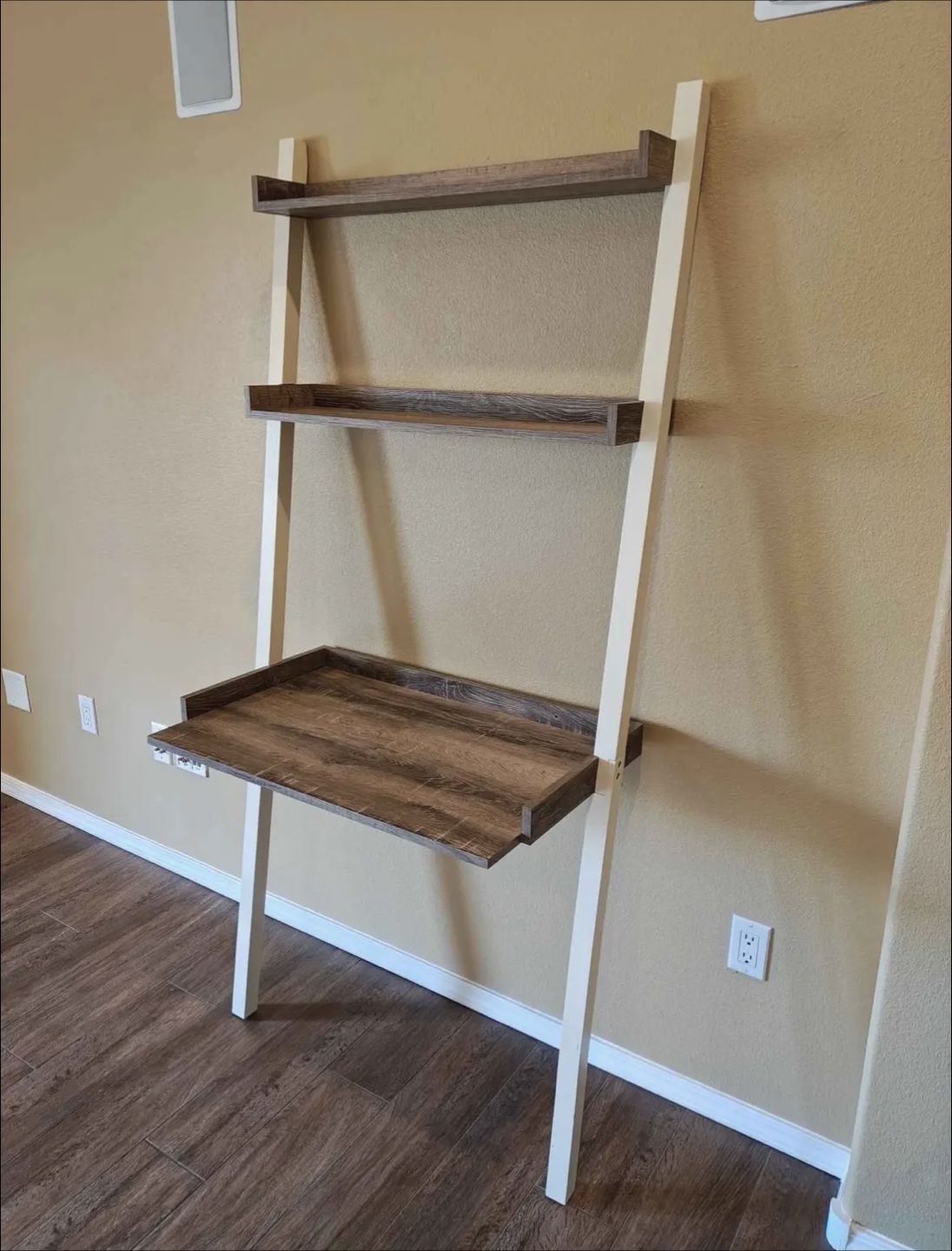 Ladder Shelf Desk - Wood & Beige
