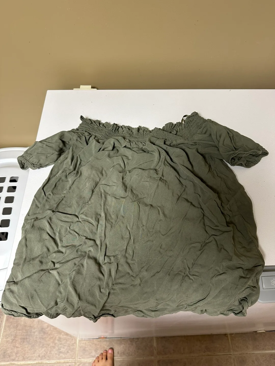 Olive Green Off-the-Shoulder Top Size Medium thumbnail