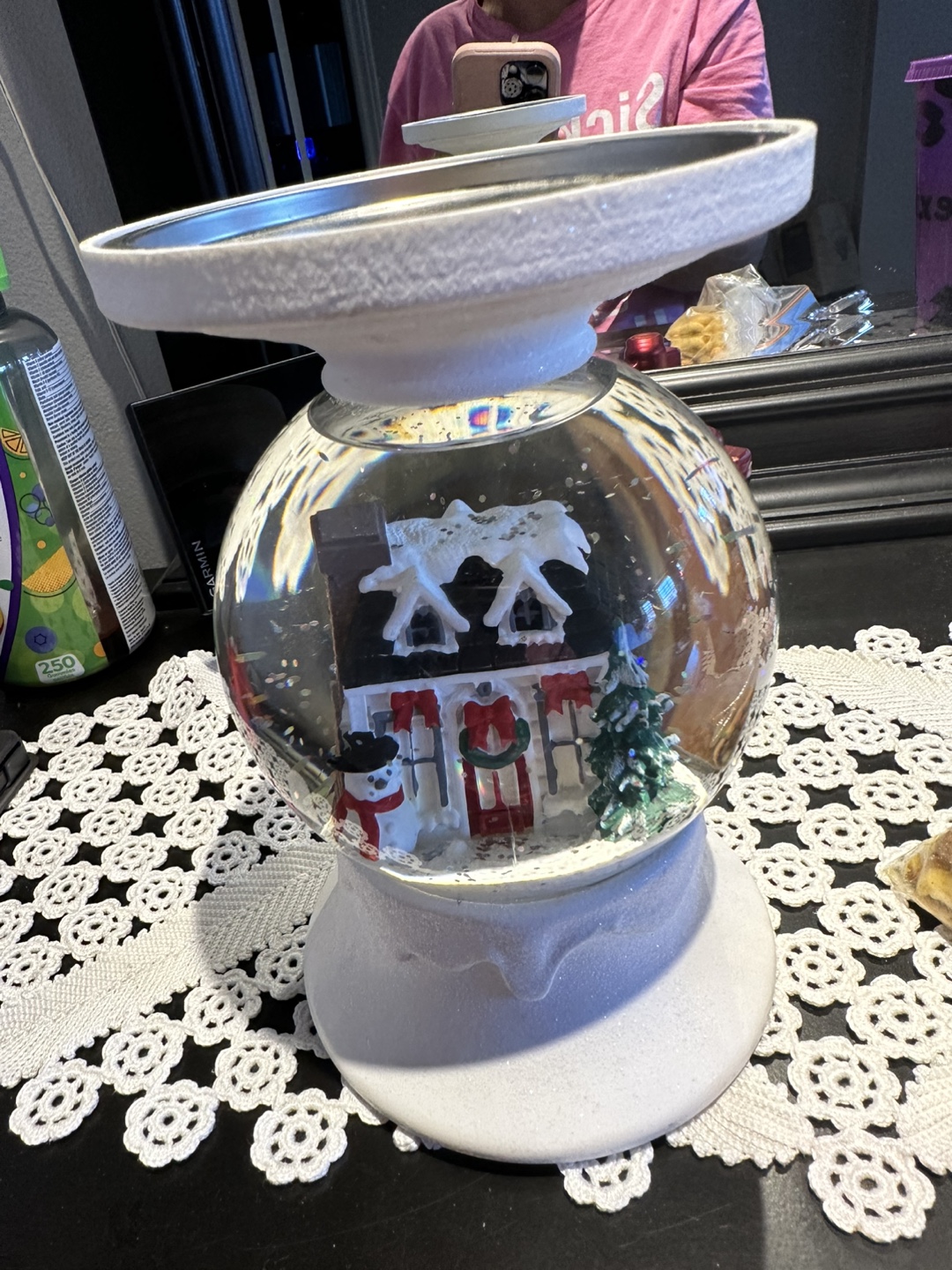 Snow Globe with Christmas candle holder