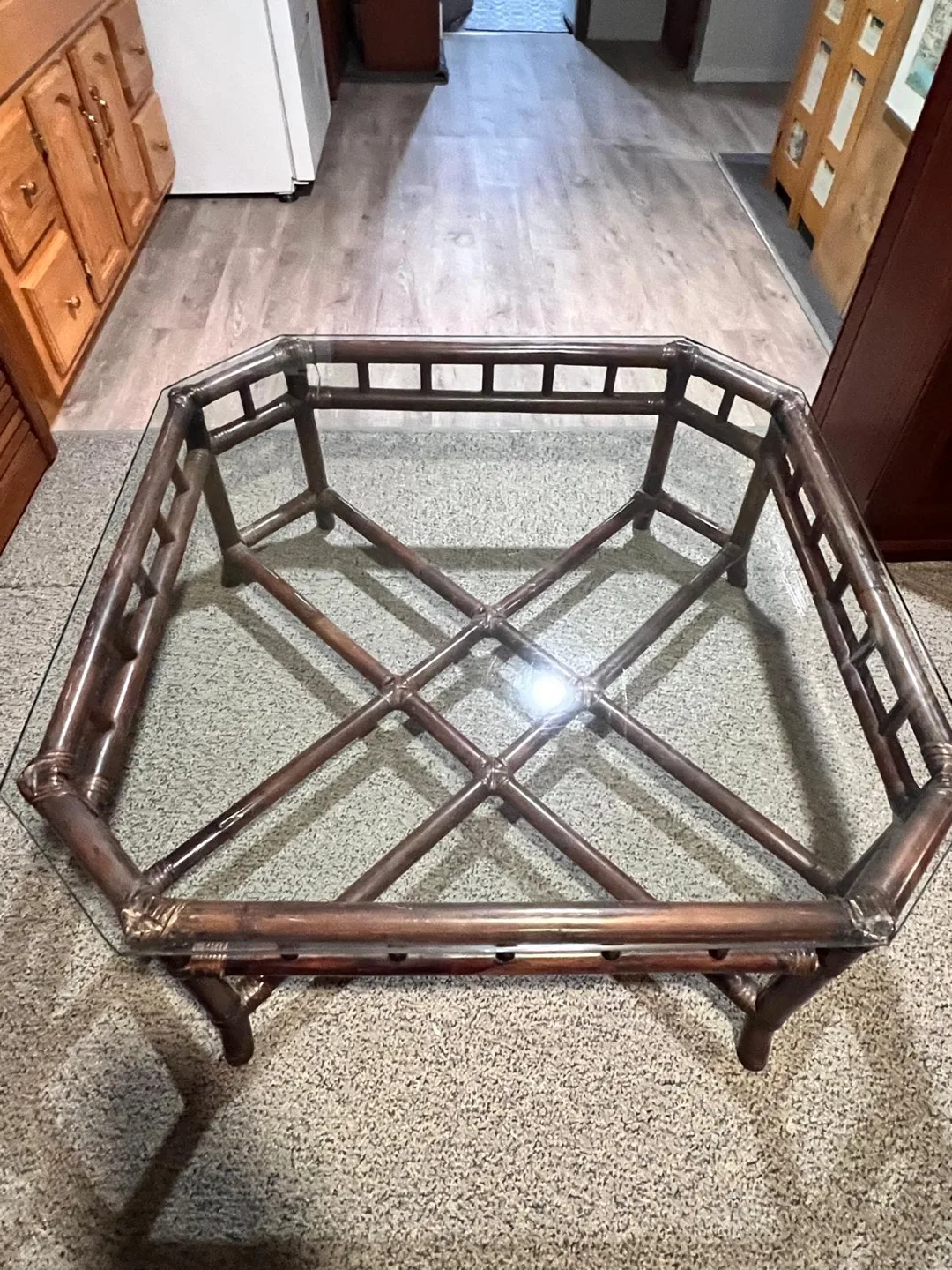 Glass Top Bamboo Octagon Coffee Table image indicator(3)