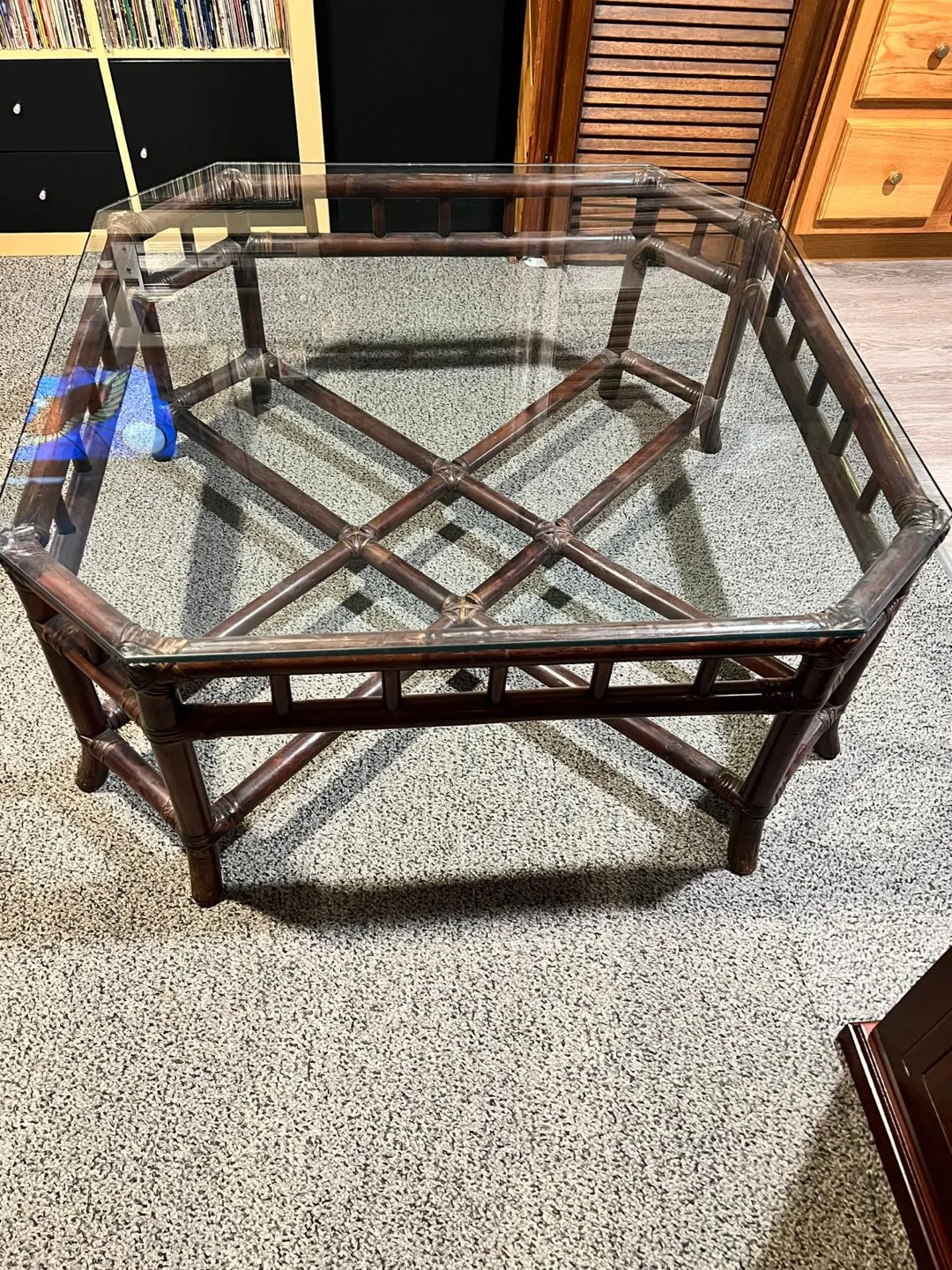 Glass Top Bamboo Octagon Coffee Table image indicator(2)