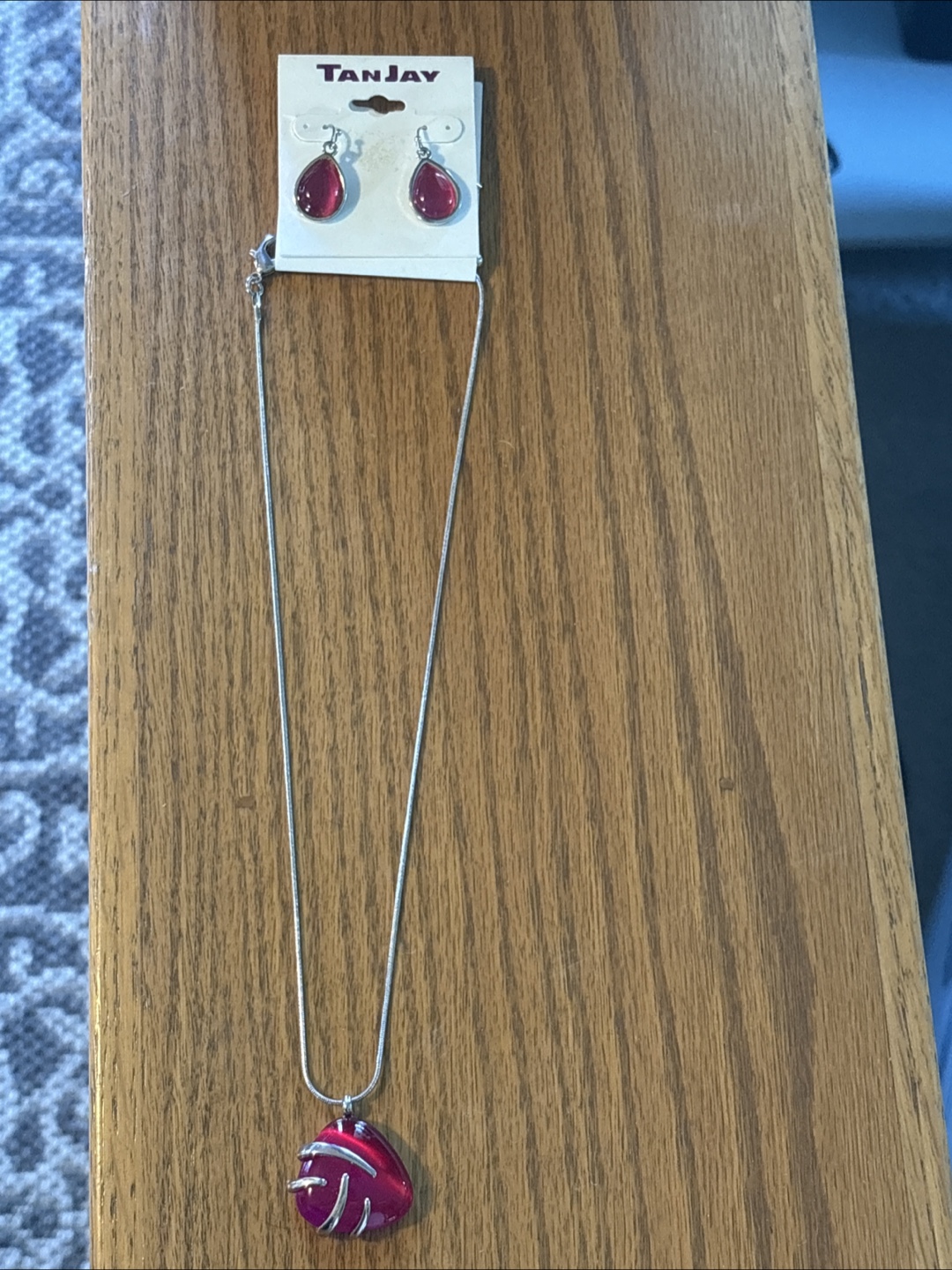 Tanjay Necklace & Earrings Set - Red - photo 2
