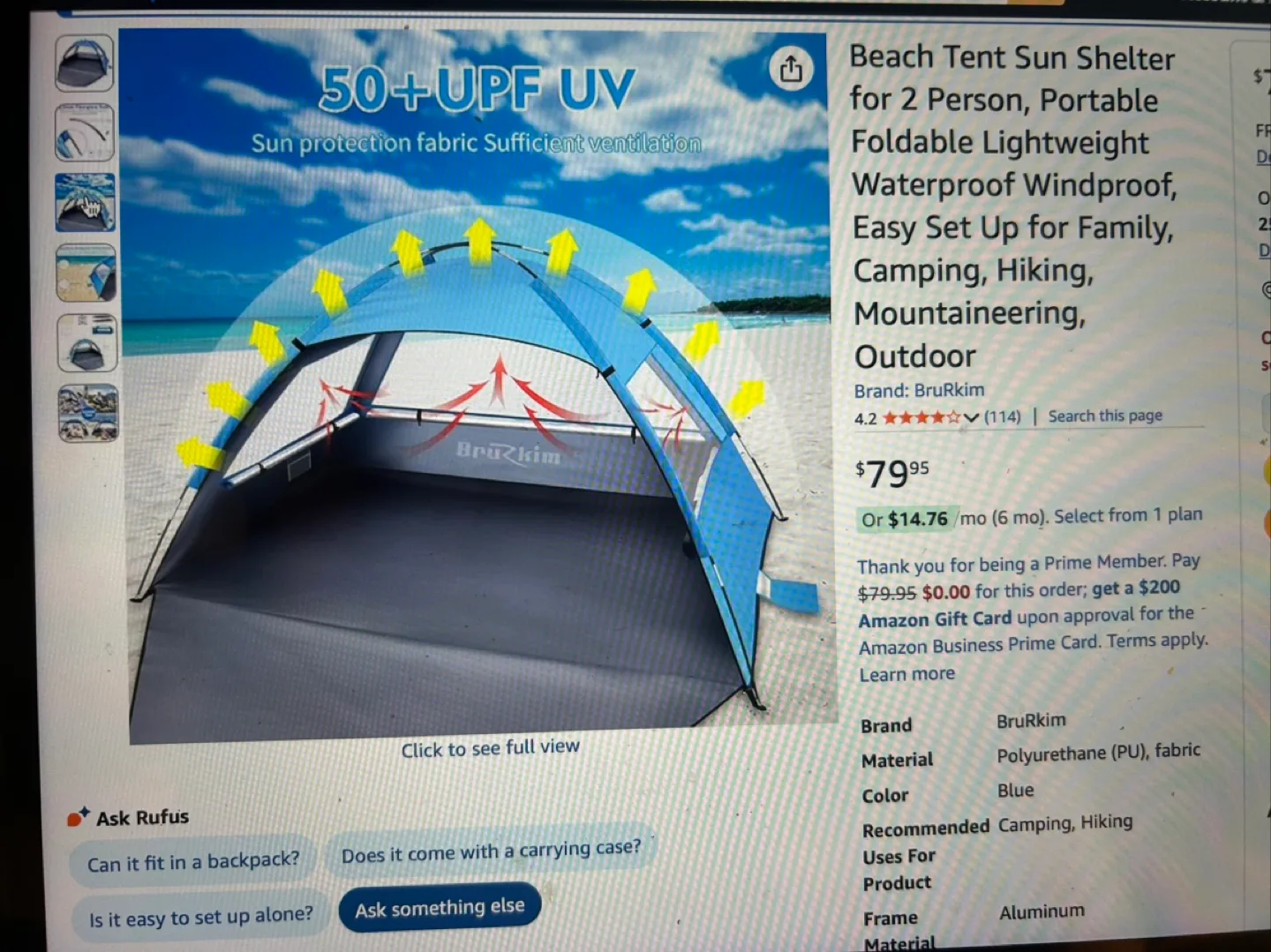 BruZhim beach or camping tent thumbnail