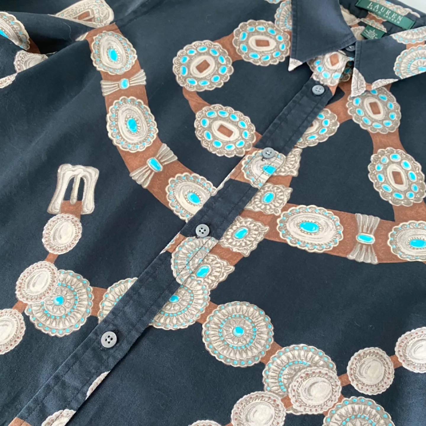 Ralph Lauren 100% Cotton Button-Up Shirt w/ Belt Print image indicator(6)