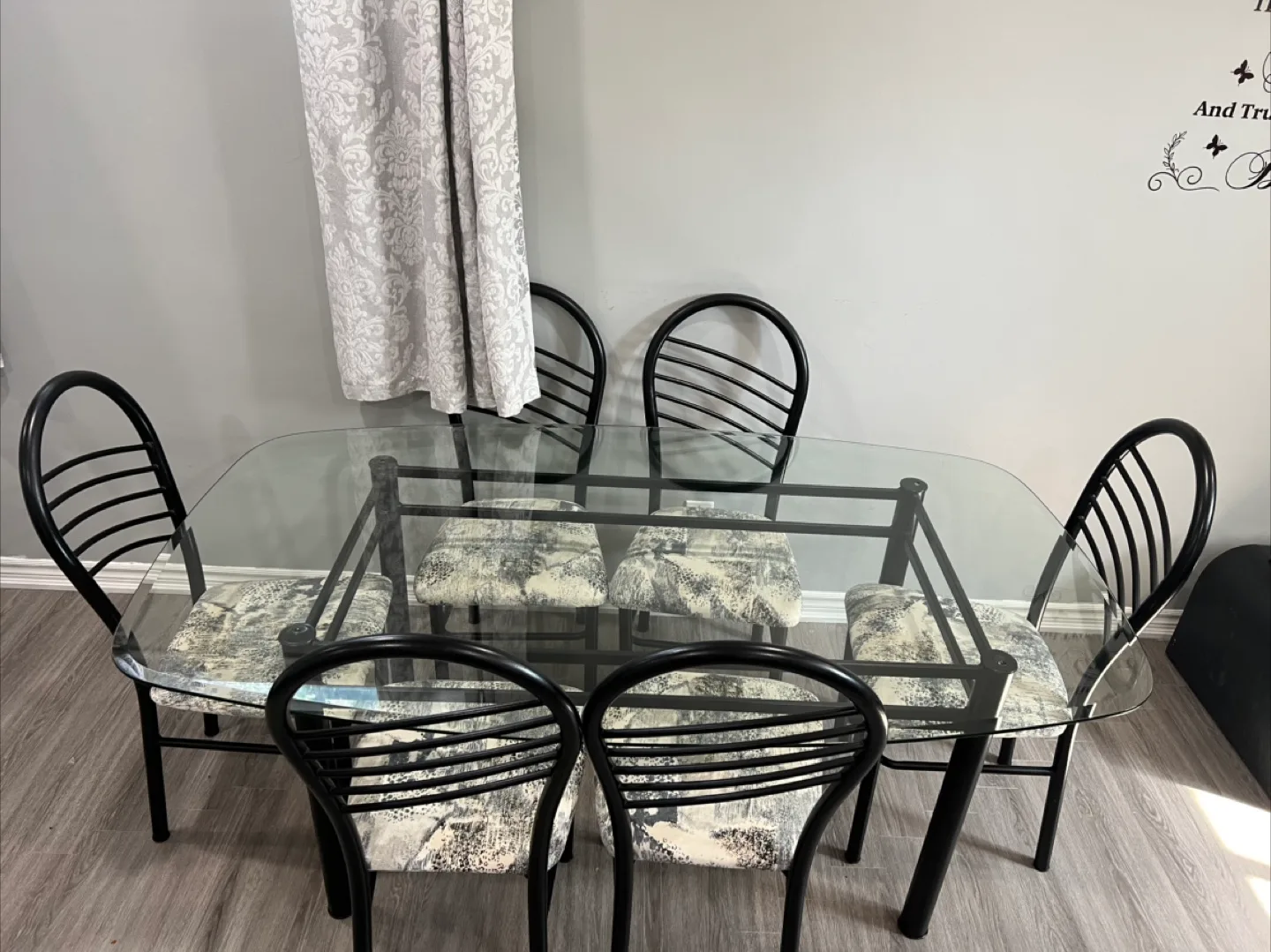 Glass Top Dining Table with 6 Chairs thumbnail
