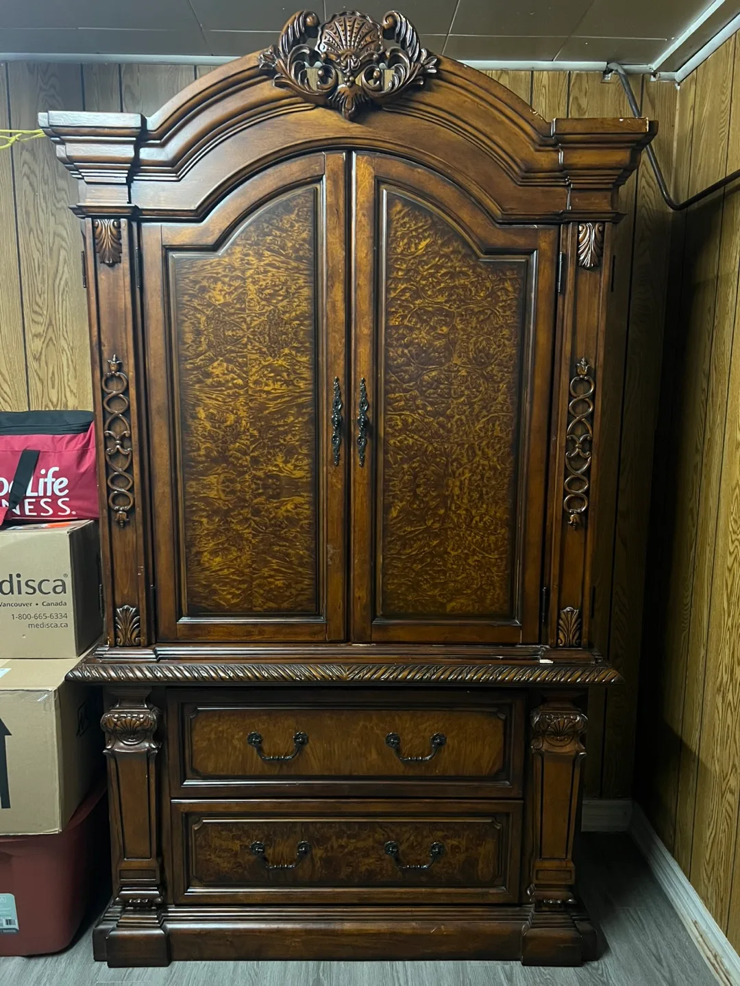 Ornate Wooden Armoire thumbnail