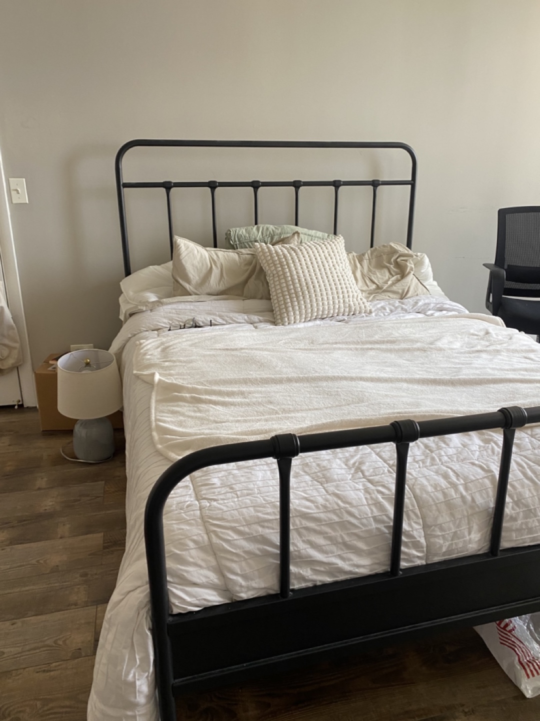 Black Metal Bed and Mattress
