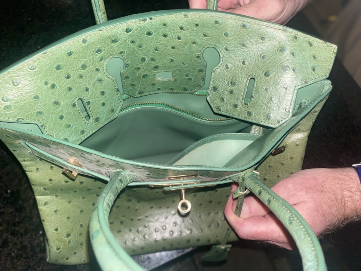Hermes Birkin Bag Knockoff Green Ostrich Leather Handbag - photo 4