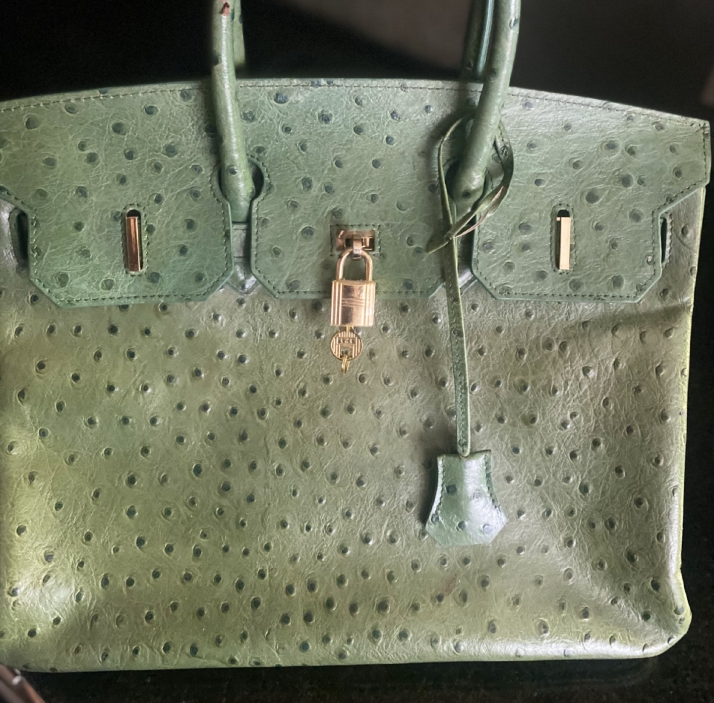 Hermes Birkin Bag Knockoff Green Ostrich Leather Handbag - photo 2