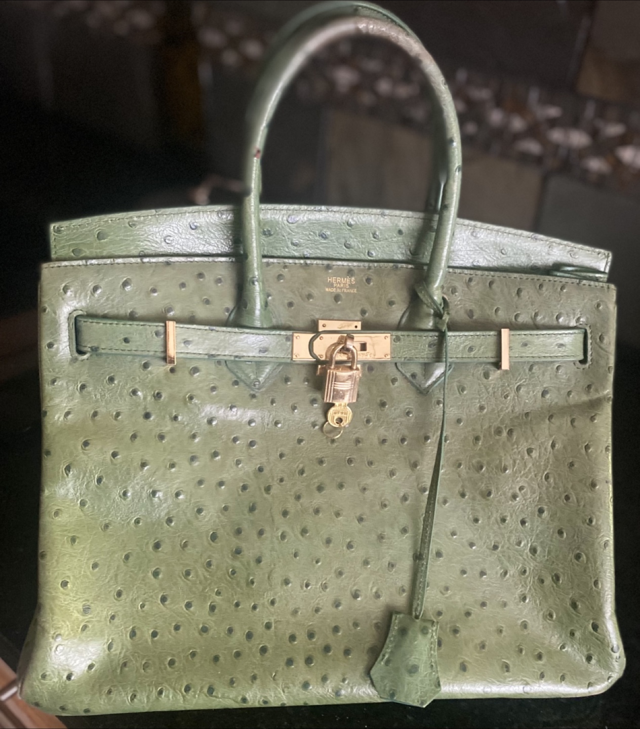Hermes Birkin Bag Knockoff Green Ostrich Leather Handbag