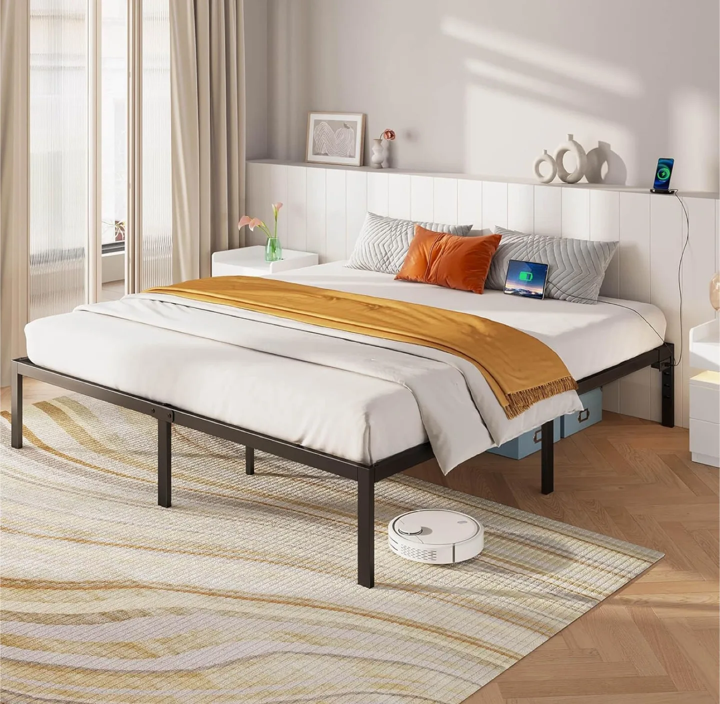 Bed Frame California King Size with USB Charging Station - NEW thumbnail