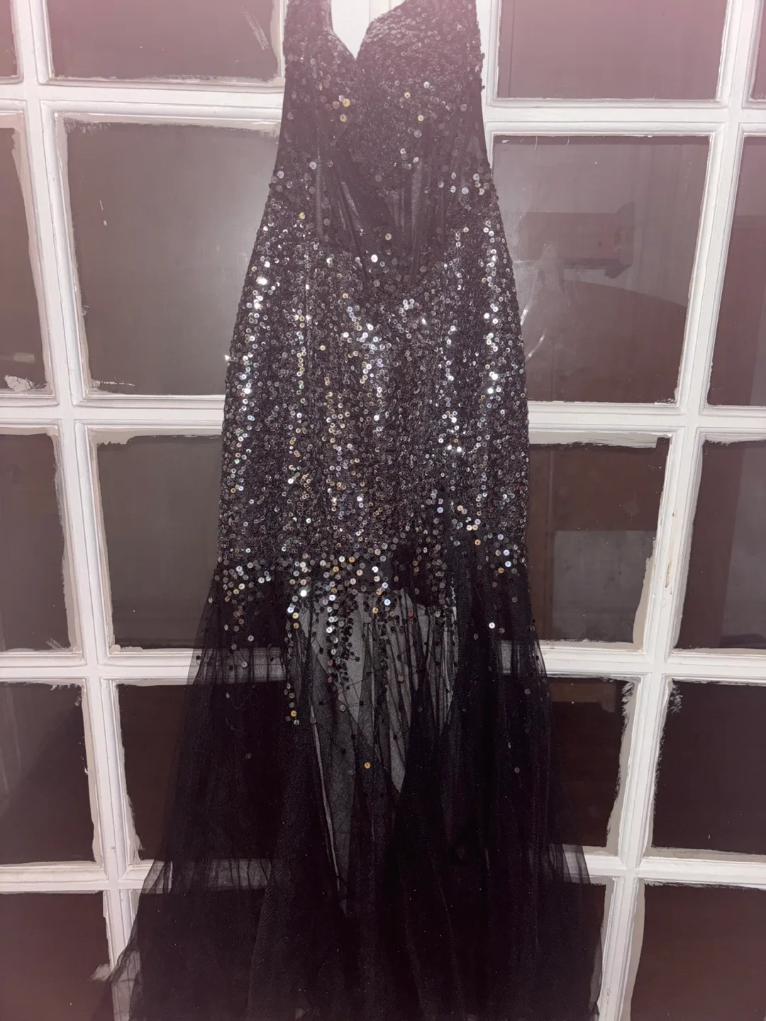 Sequin Embellished Black Gown thumbnail