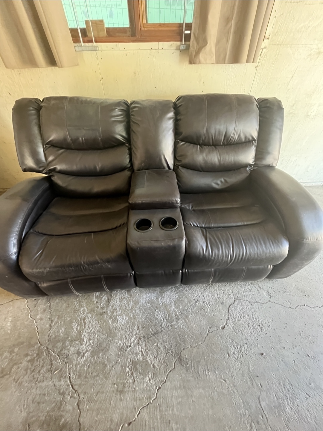 Leather Loveseat with Centre Console