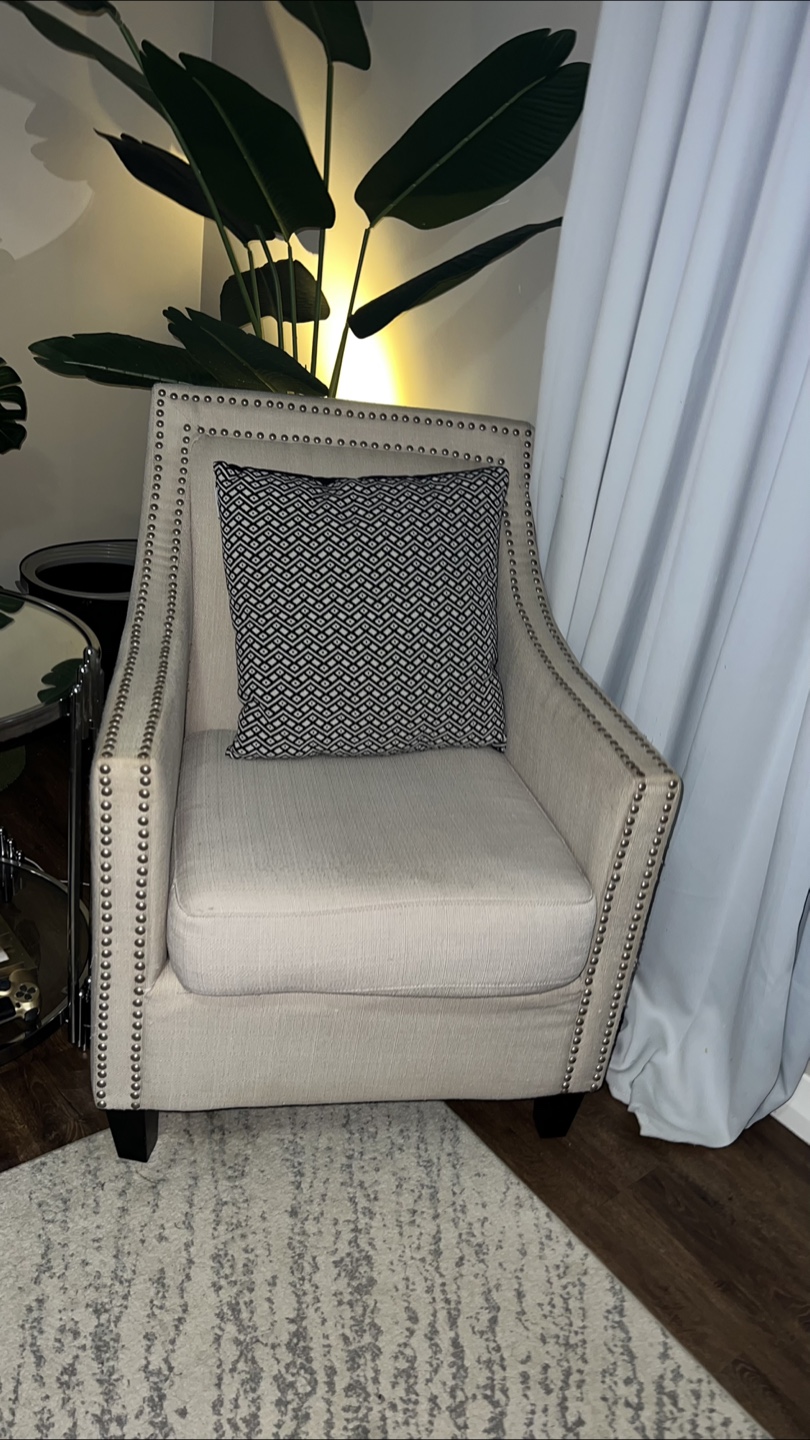 Accent Armchair with Nailhead trim,Beige - photo 2