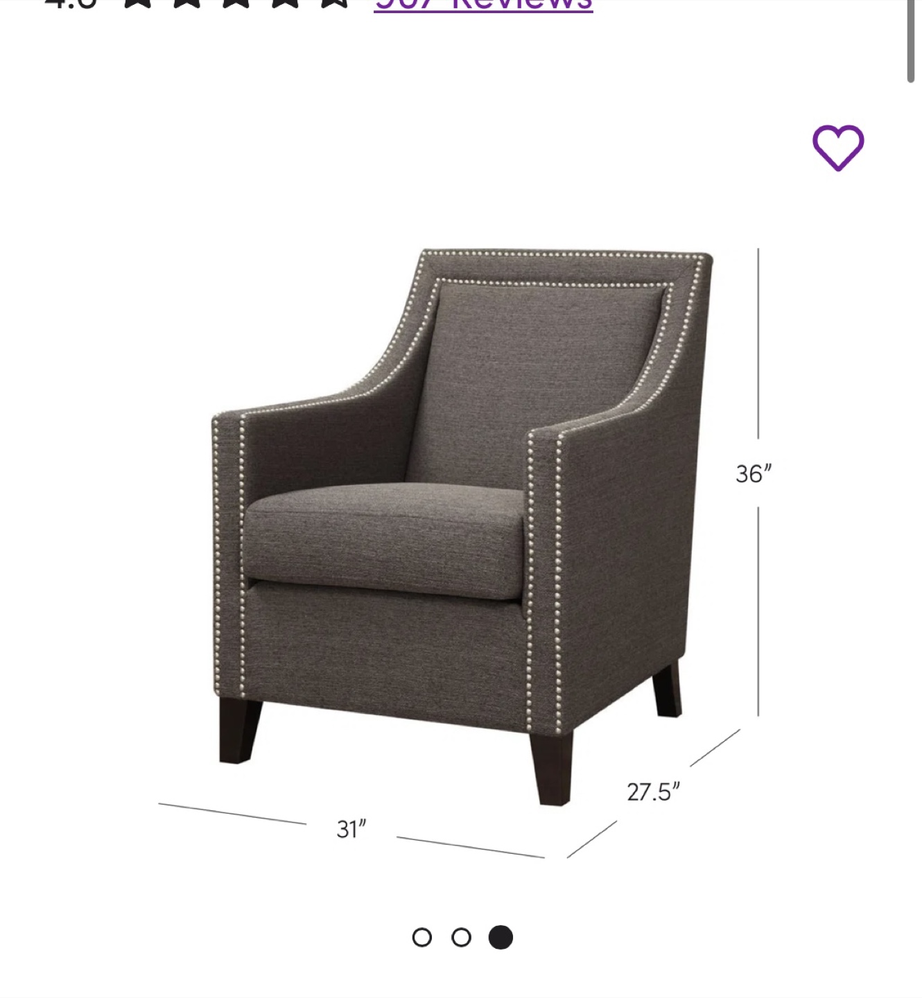 Accent Armchair with Nailhead trim,Beige - photo 3
