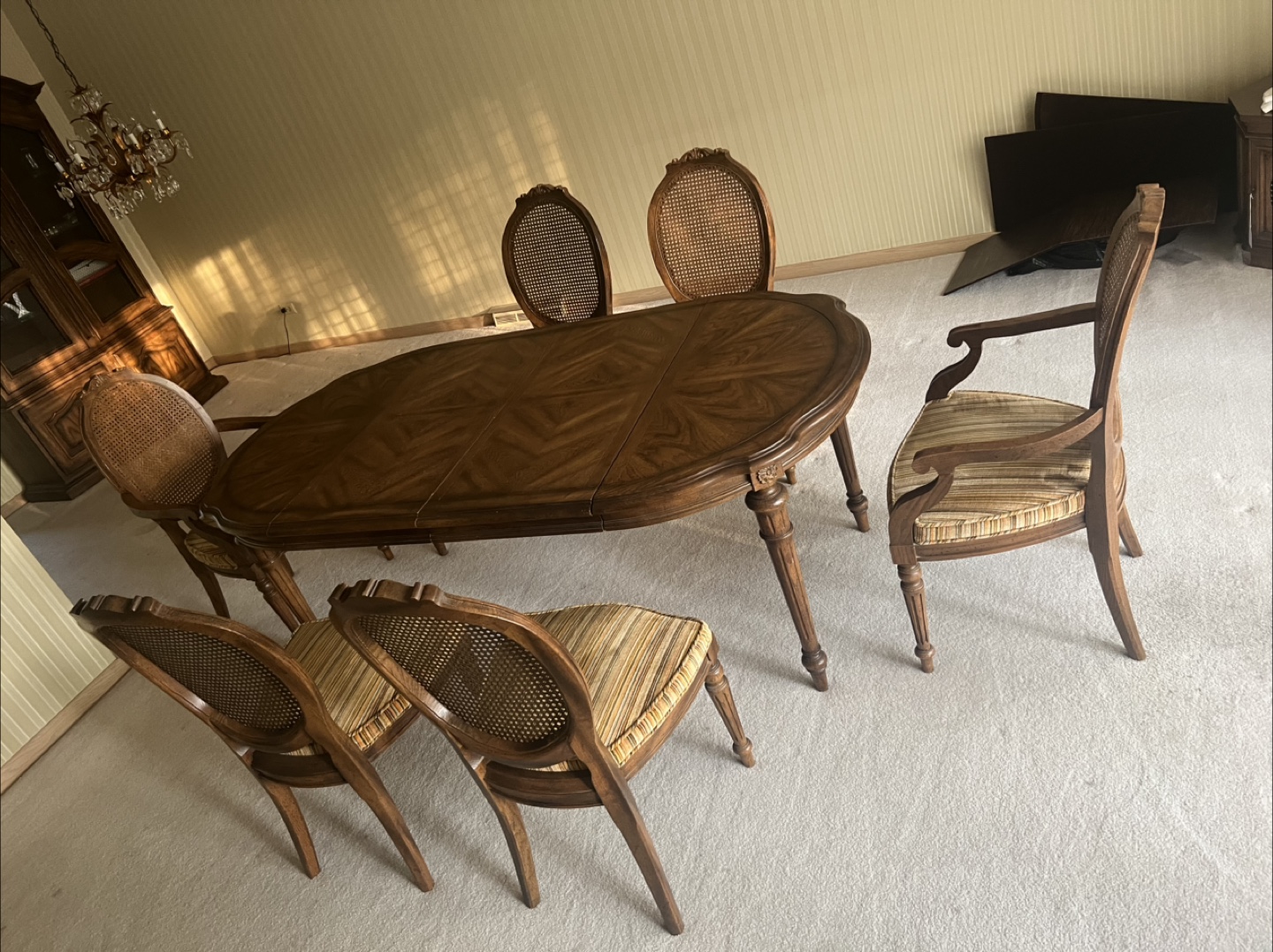 Dining Table with 6 Chairs - Wood & Cane