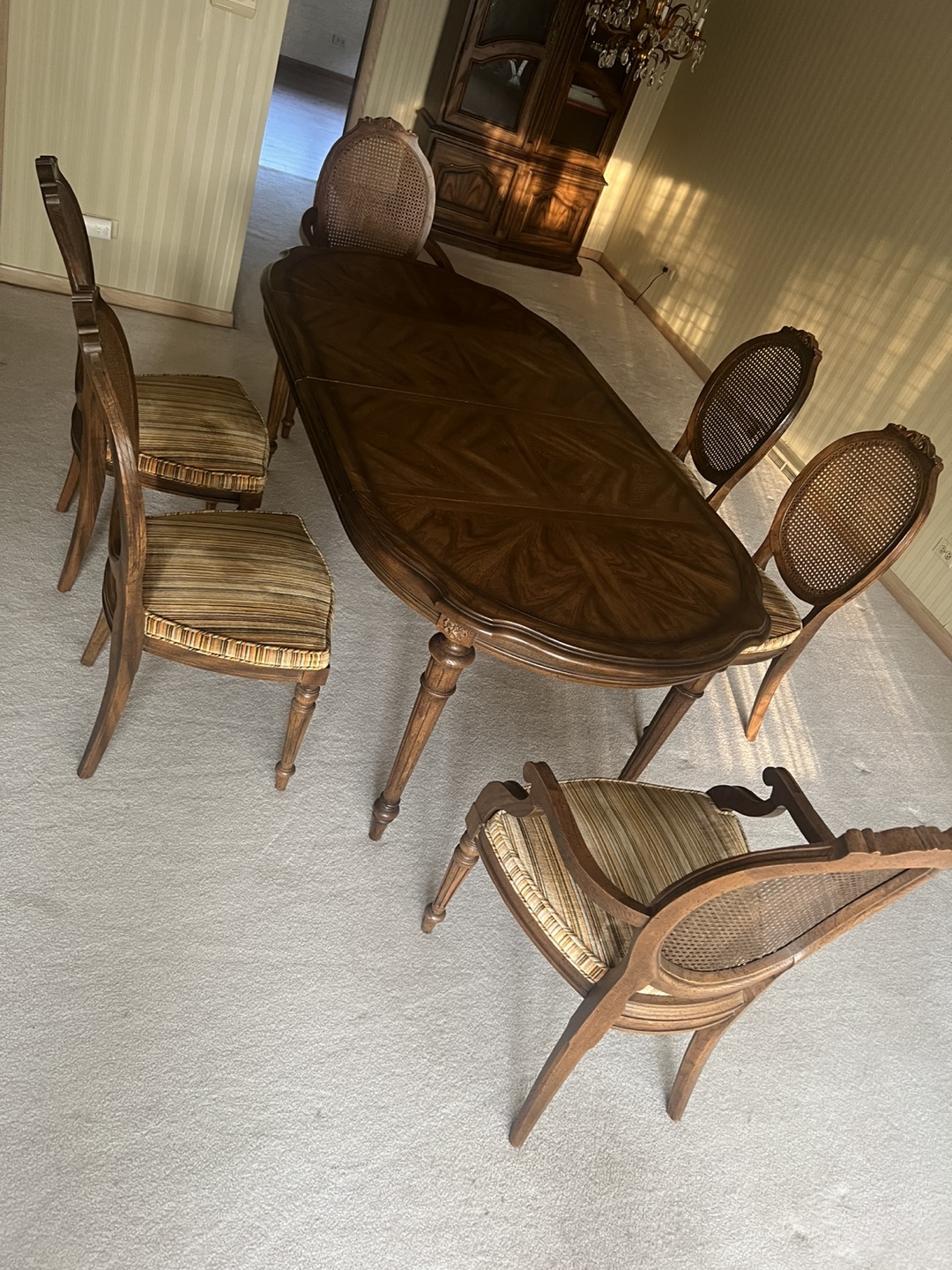 Dining Table with 6 Chairs - Wood & Cane - photo 2