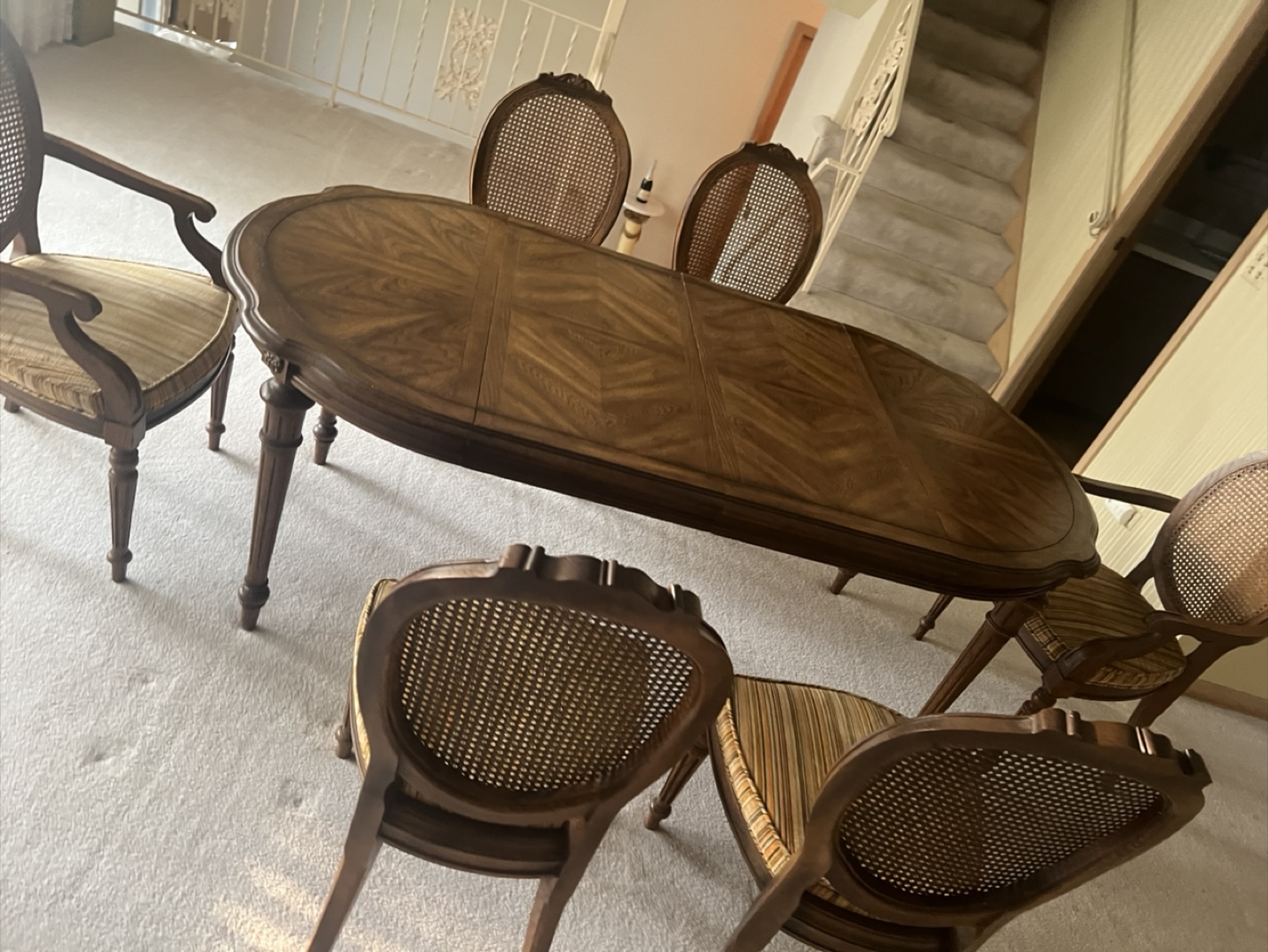 Dining Table with 6 Chairs - Wood & Cane - photo 4