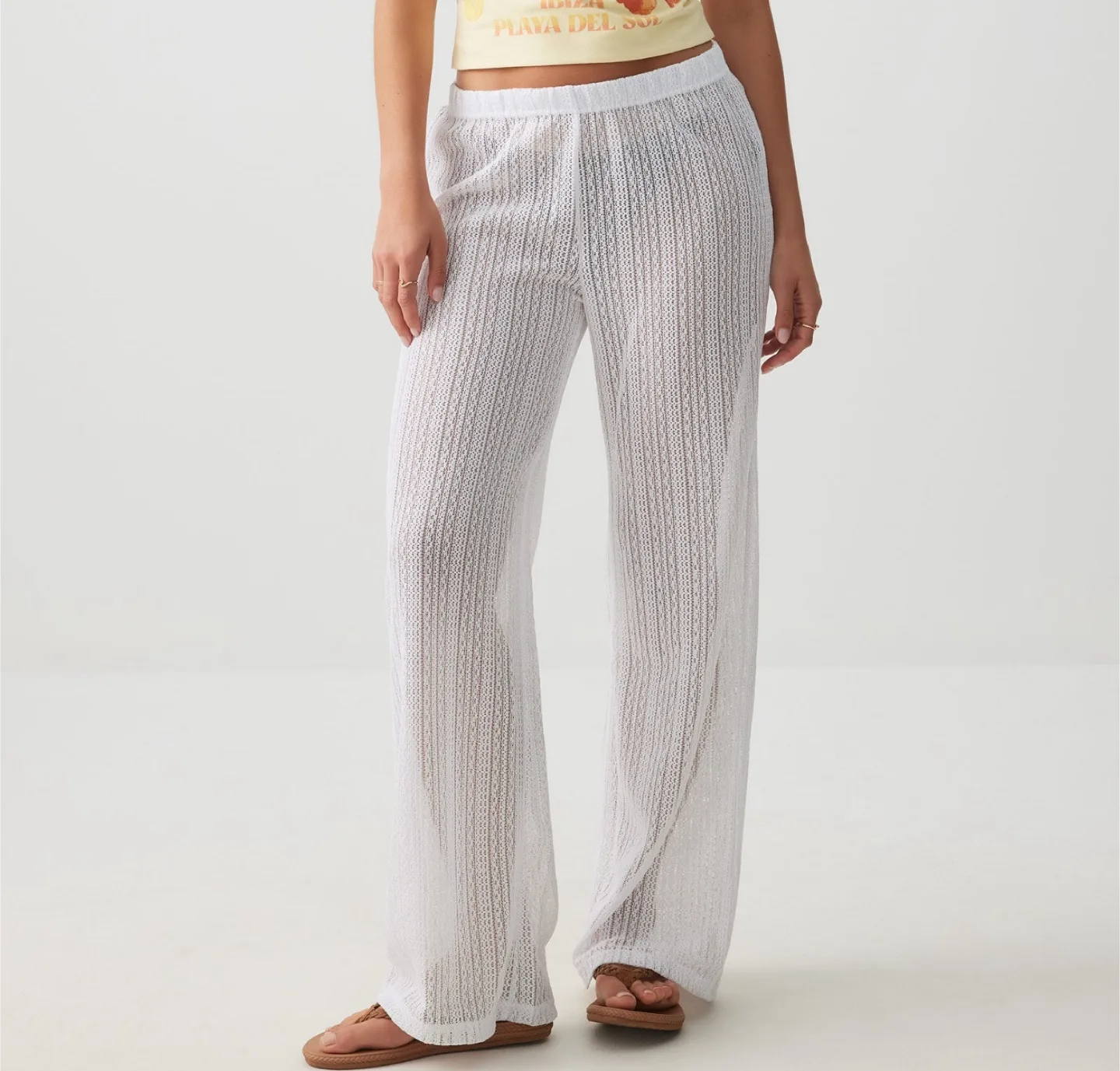 Garage White Crochet Beach Pants - Size M/L thumbnail