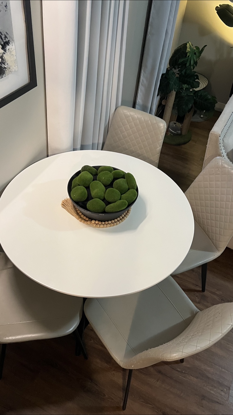Round White Dining Table with 4 Chairs - photo 2