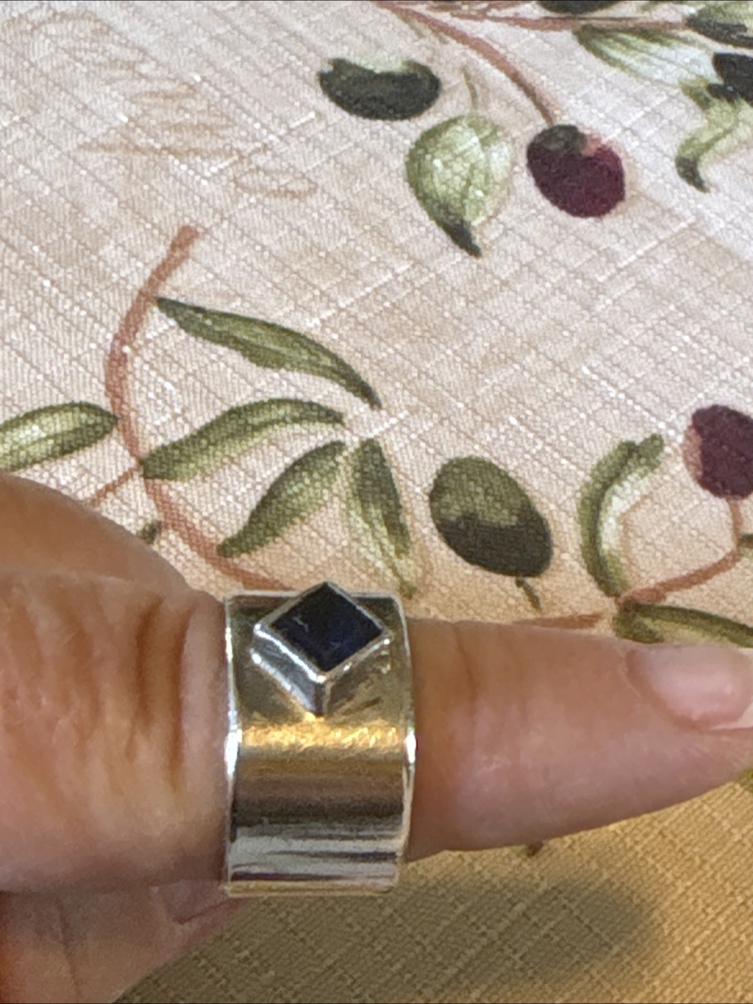 Square Silver Ring with Blue Stone - photo 2