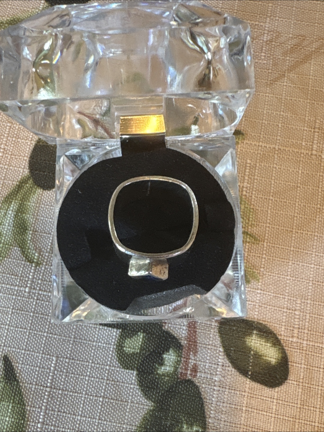 Square Silver Ring with Blue Stone - photo 3