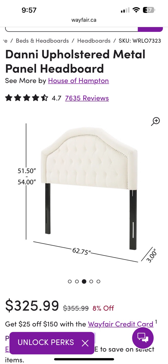 Ivory Upholstered Headboard (full or queen) - photo 2