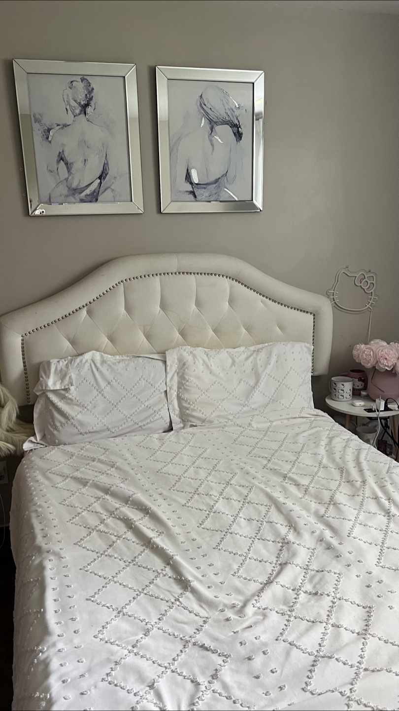 Ivory Upholstered Headboard (full or queen)
