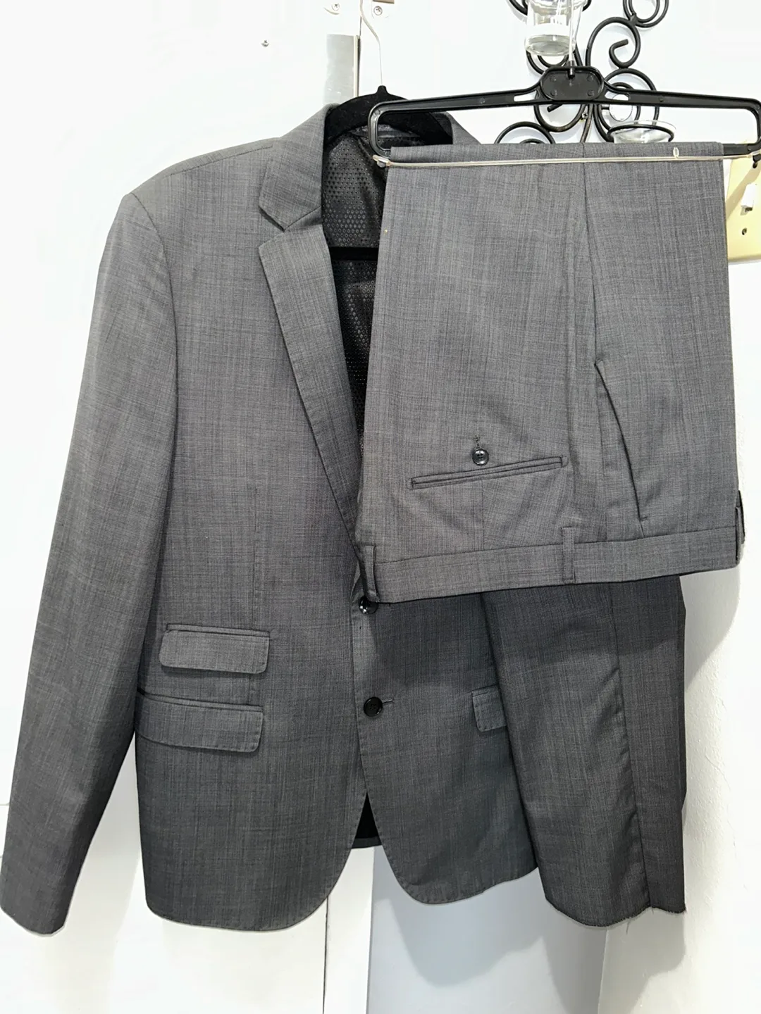 Modern Slim Fit End-on-End suit Grey Suit - thumbnail