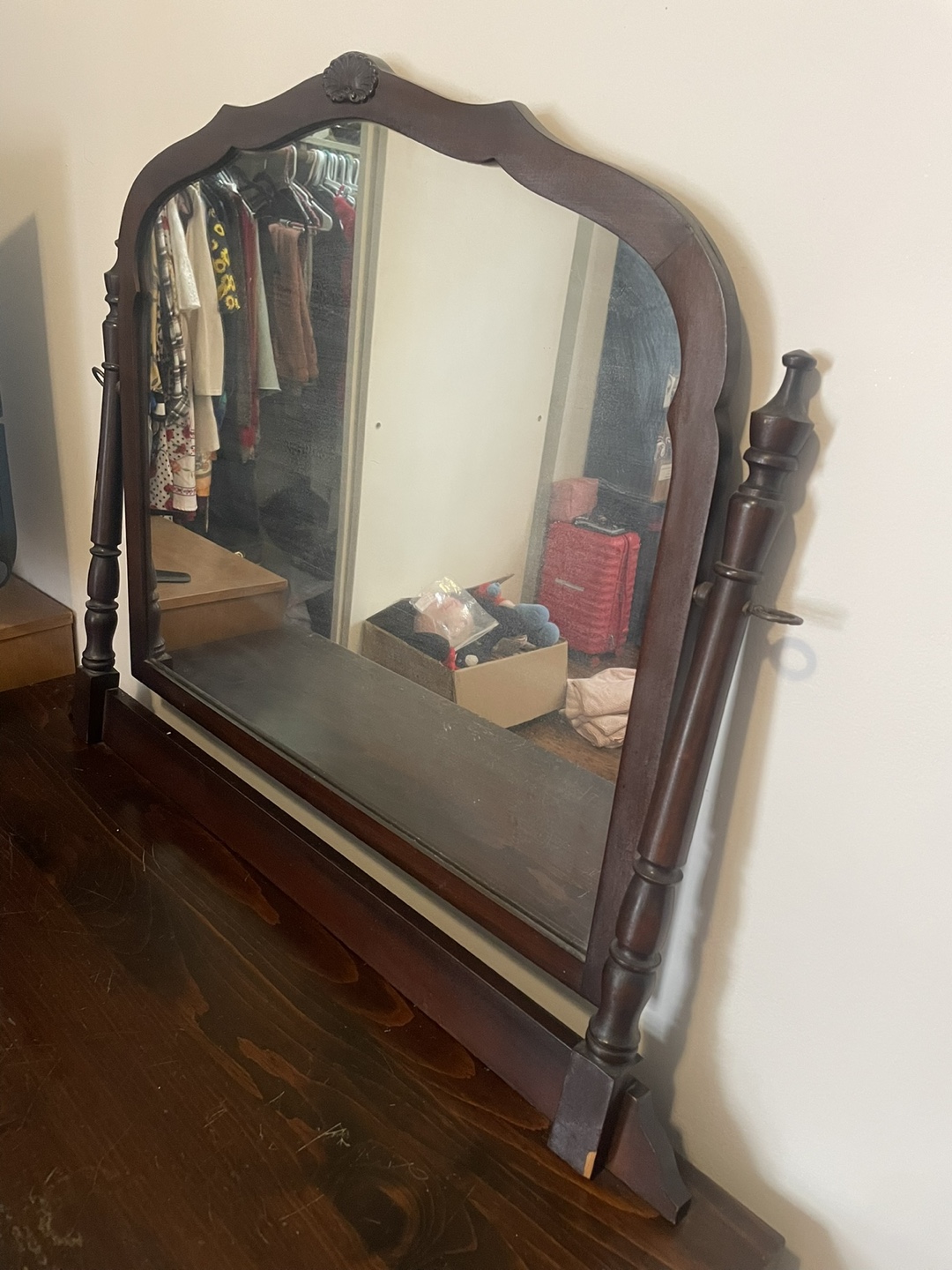 Antique Vanity with Mirror - Dark Wood - photo 2