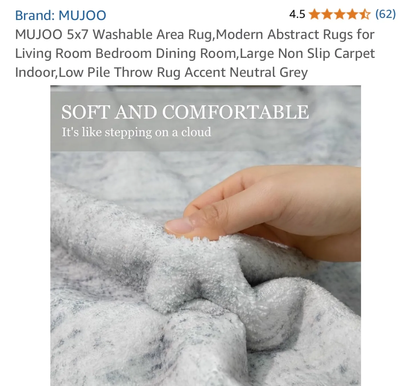 MUJOO 5x7 Washable Area Rug - Neutral Grey image indicator(6)