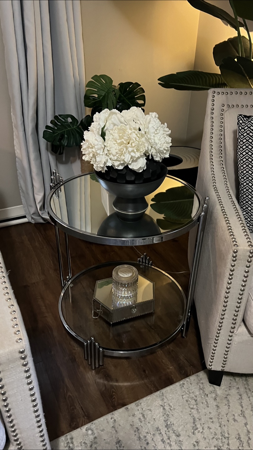 Round Mirrored Side/end Table