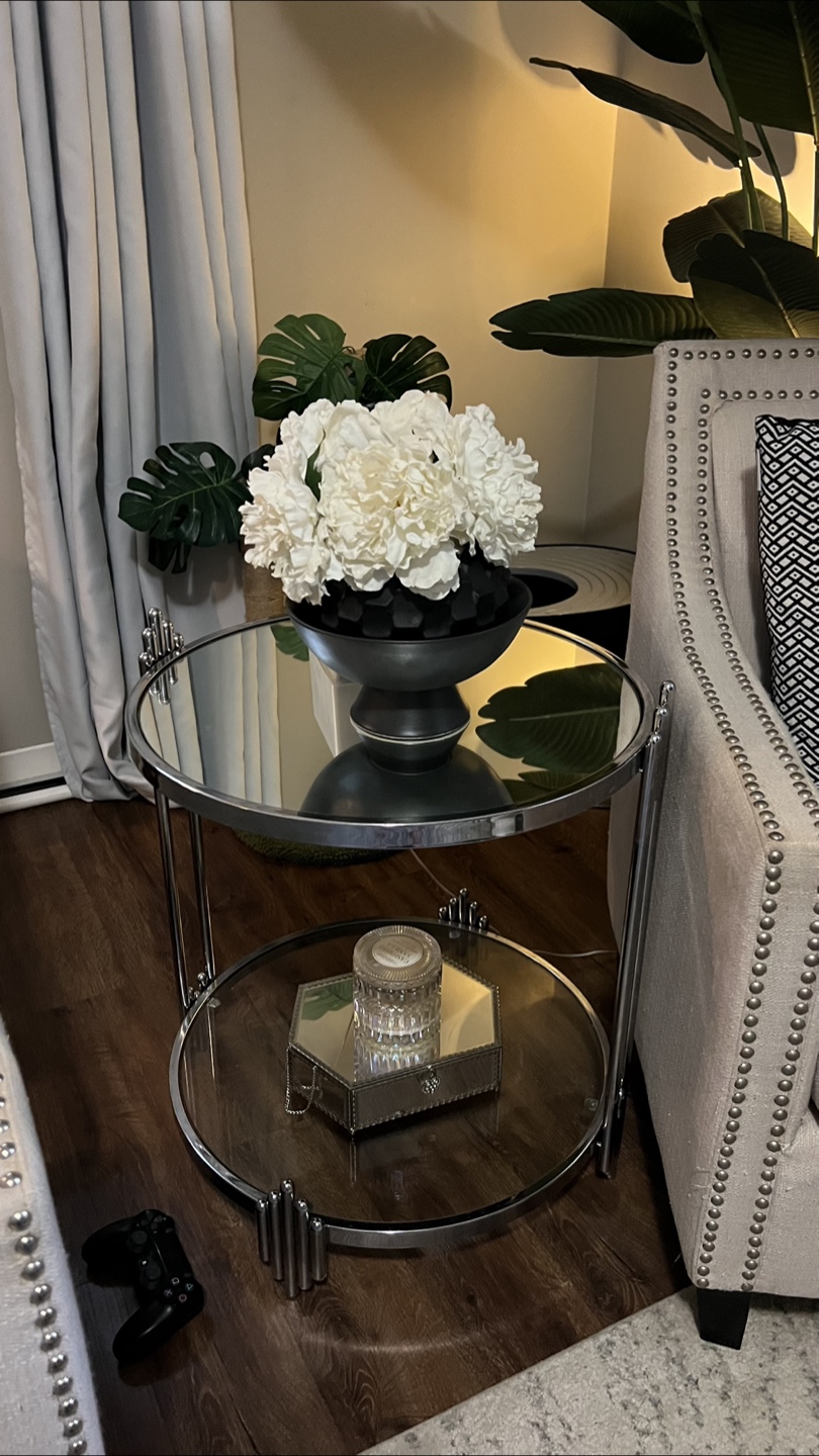 Round Mirrored Side/end Table - photo 2