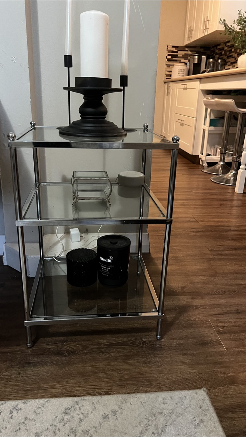 Chrome & Glass 3-Tier Side Table - photo 2