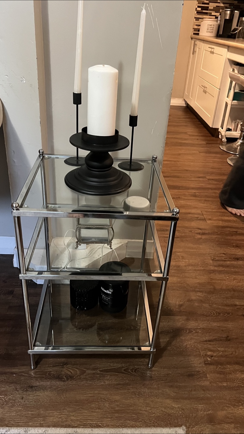 Chrome & Glass 3-Tier Side Table