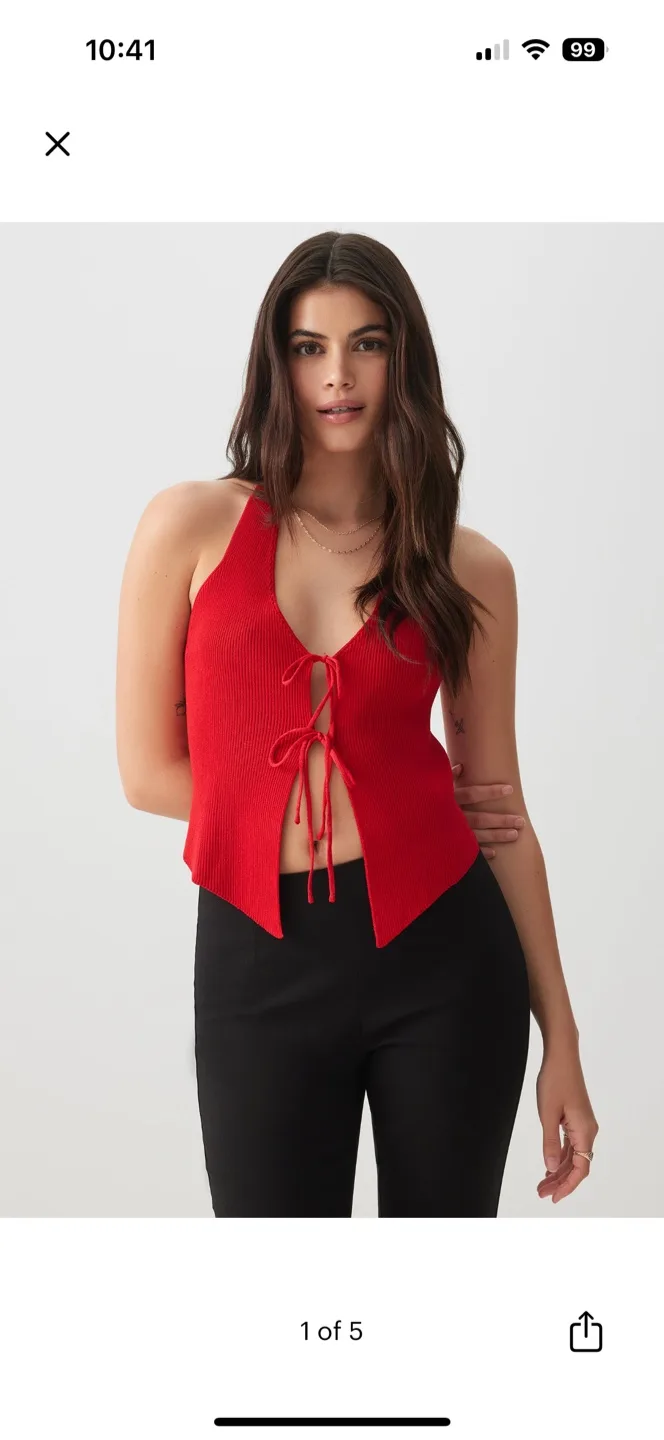 Tie Front Red Halter Top image indicator(6)