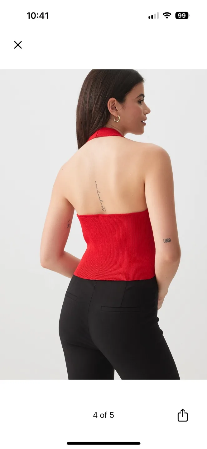 Tie Front Red Halter Top image indicator(8)