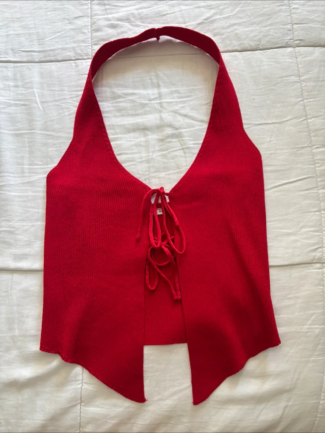 Tie Front Red Halter Top thumbnail