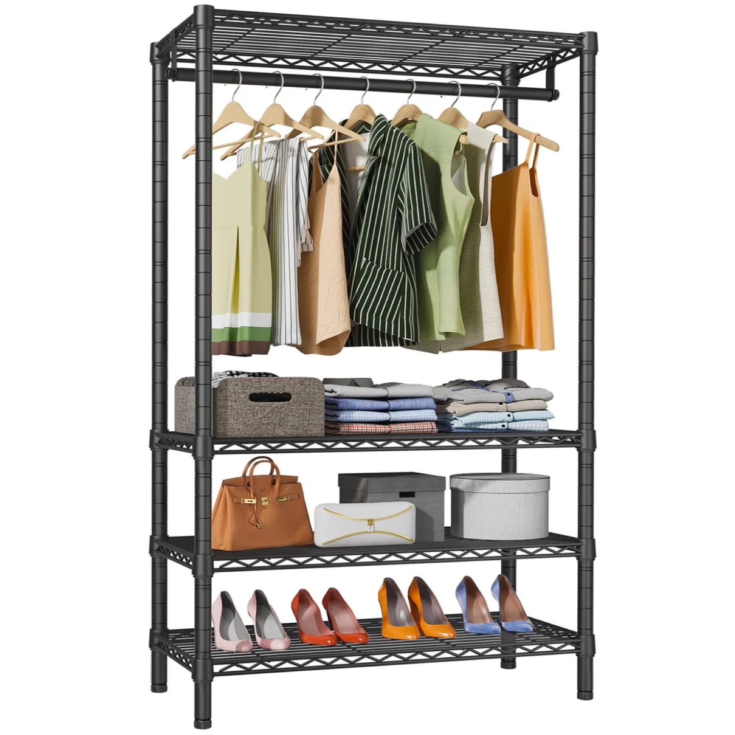 Wire Garment Rack 4 Tiers Heavy Duty Clothes Rack thumbnail