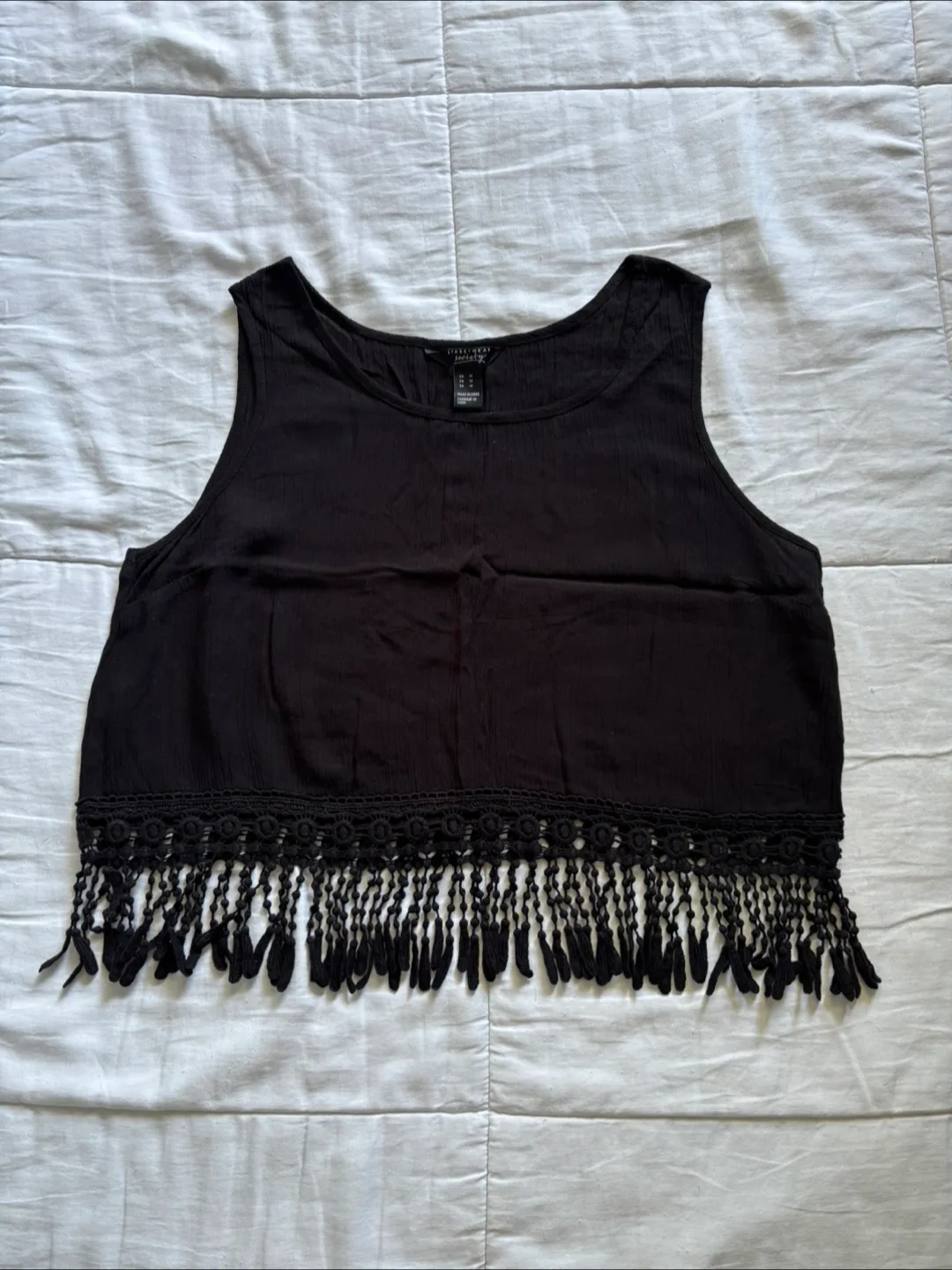 Streetwear Society Black Tassel Tank - Size M thumbnail