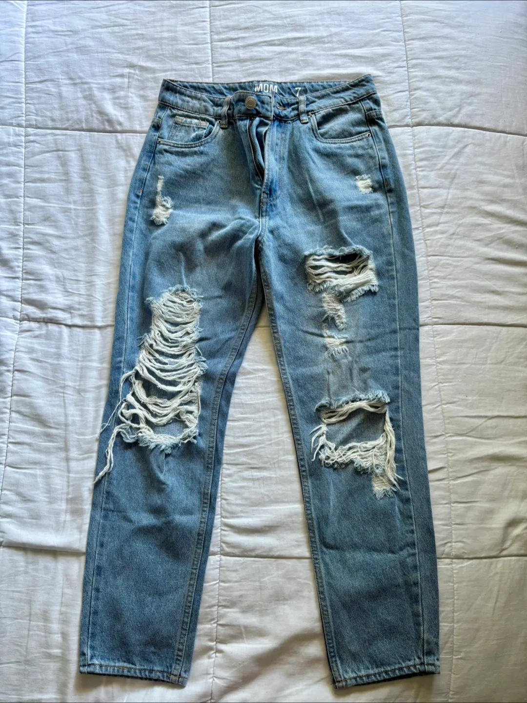 Ripped Denim Mom Jeans - Size 7 thumbnail