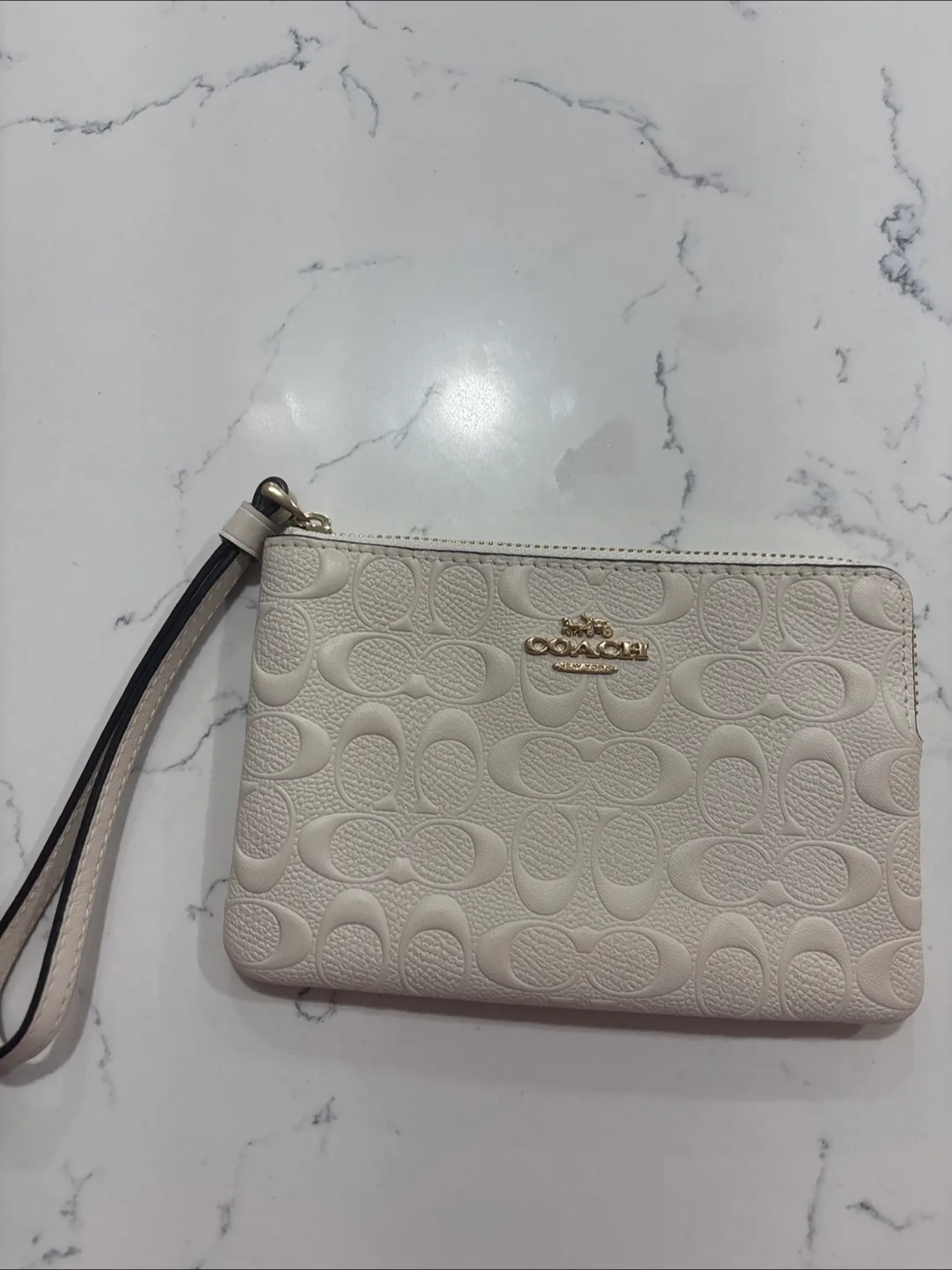 Coach White Embossed Wristlet thumbnail