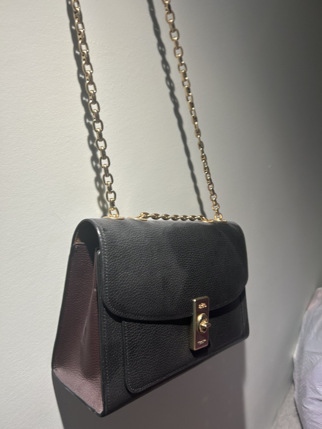 Coach Black Leather Chain Crossbody Bag