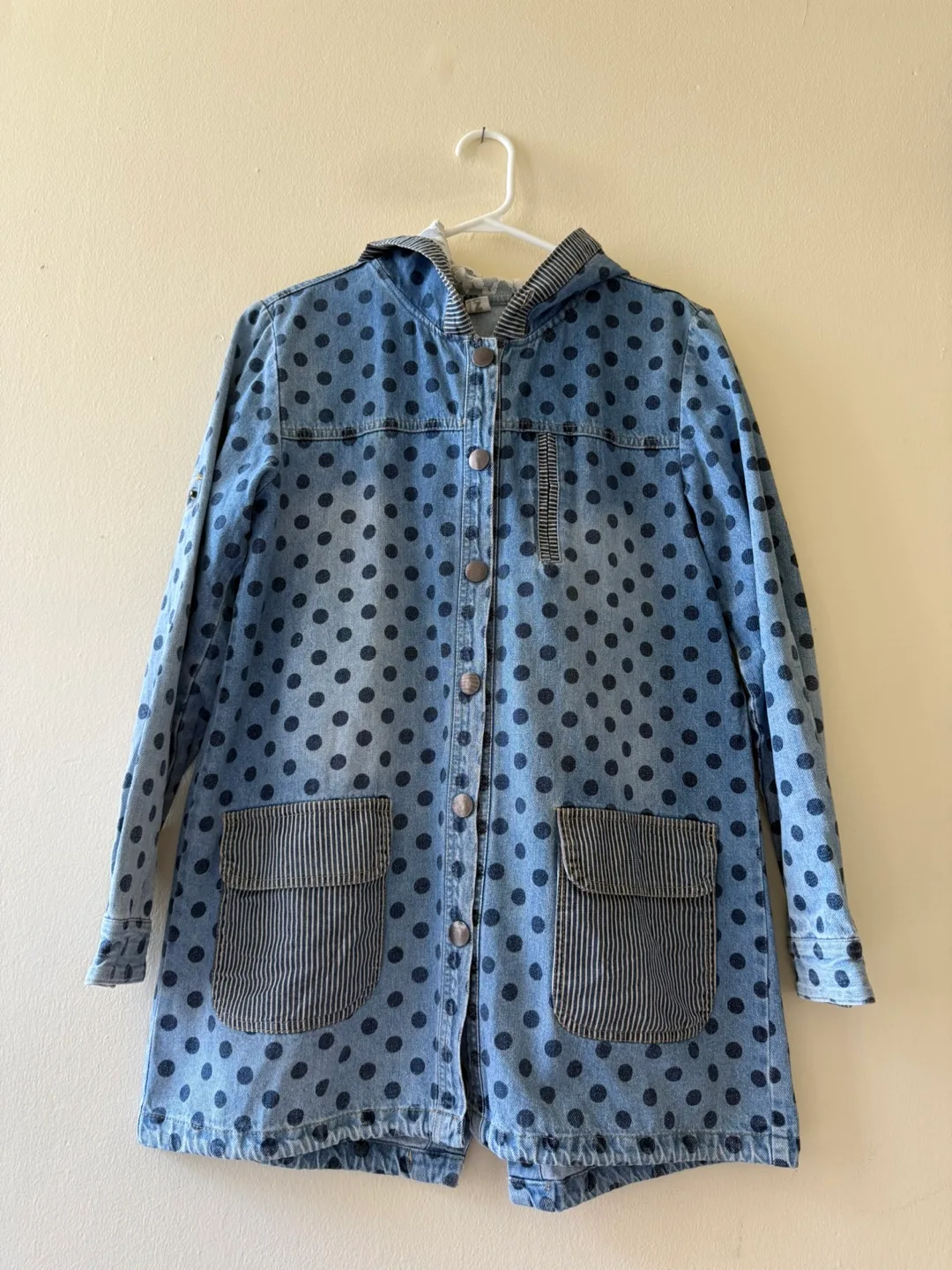 Polka Dot Denim Hooded Jacket thumbnail