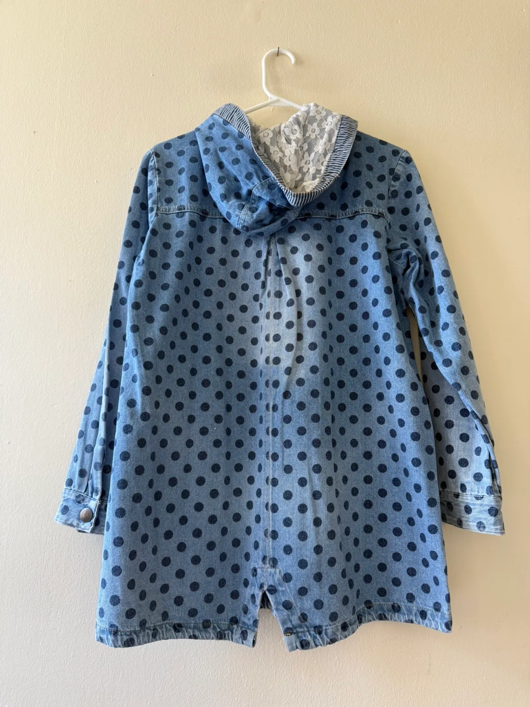 Polka Dot Denim Hooded Jacket image indicator(2)