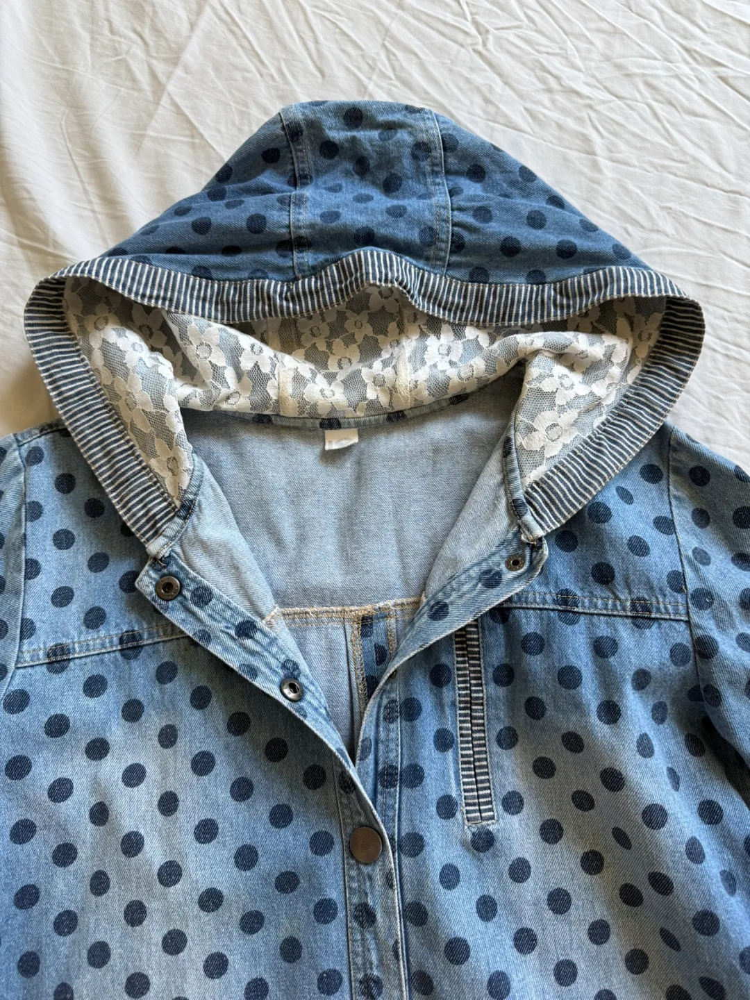 Polka Dot Denim Hooded Jacket image indicator(3)
